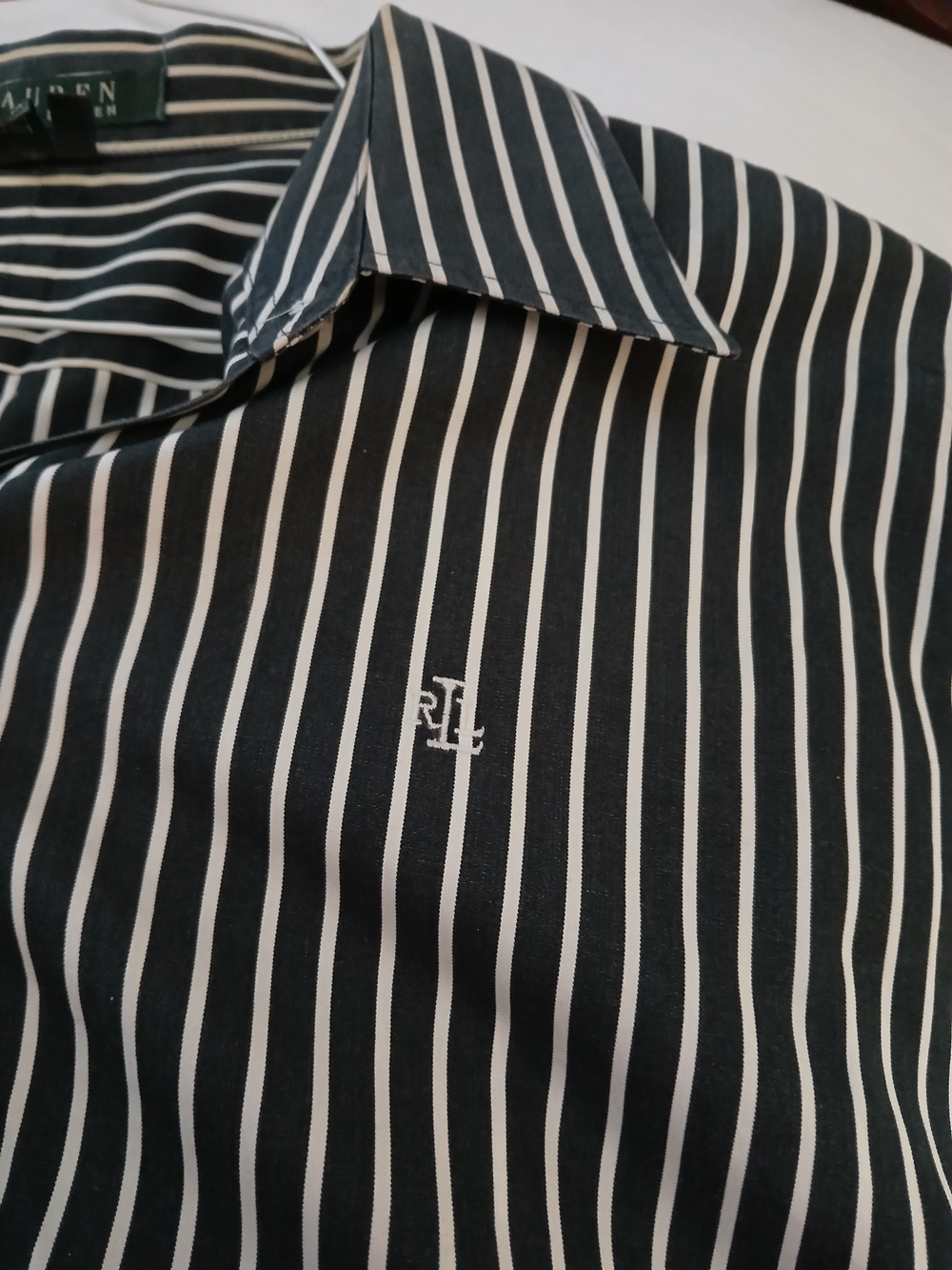 Ralph Lauren Black and White Vertical Stripe Dress Shirt